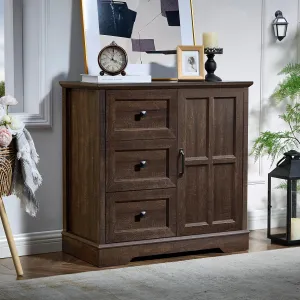 3 1 Dresser for Bedroom, Cherry Dressers Storage with Wooden Drawers and Cross Door, TV Stand Chest of Drawers for Bedroom, Living Room