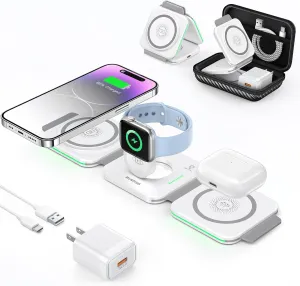 3 in 1 Charging Station for Apple,Magnetic Foldable Charger for Travel,Wireless Charger Pad for iPhone 16/15/14/13/12/Pro/Max/Mini,AirPods Wireless/Pro,iWatch Ultra/SE/10/9/8/7/6/5/4/3/2