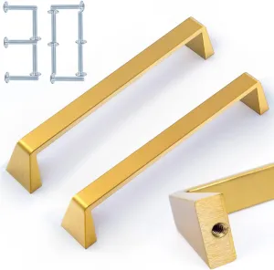 30 Pack Solid Zinc Glod Drawer Pulls, 5 Inch/128mm Brushed Gold Cabinet Pulls,Modern Dresser Handles,Kitchen Hardware for Bathroom and Cabinet