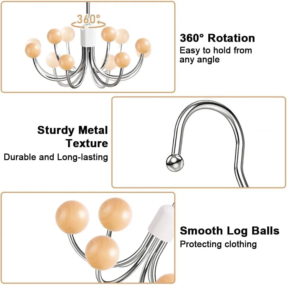 360° Swivel Hoodie Hanger with 6 Cedar Balls - Multipurpose Space Saving Closet Organizer for Handbags, Scarves, Hats, Belts, Ties, Purse, Bras & Accessories, Tank Top, Hat Holder Hook (2, Green)