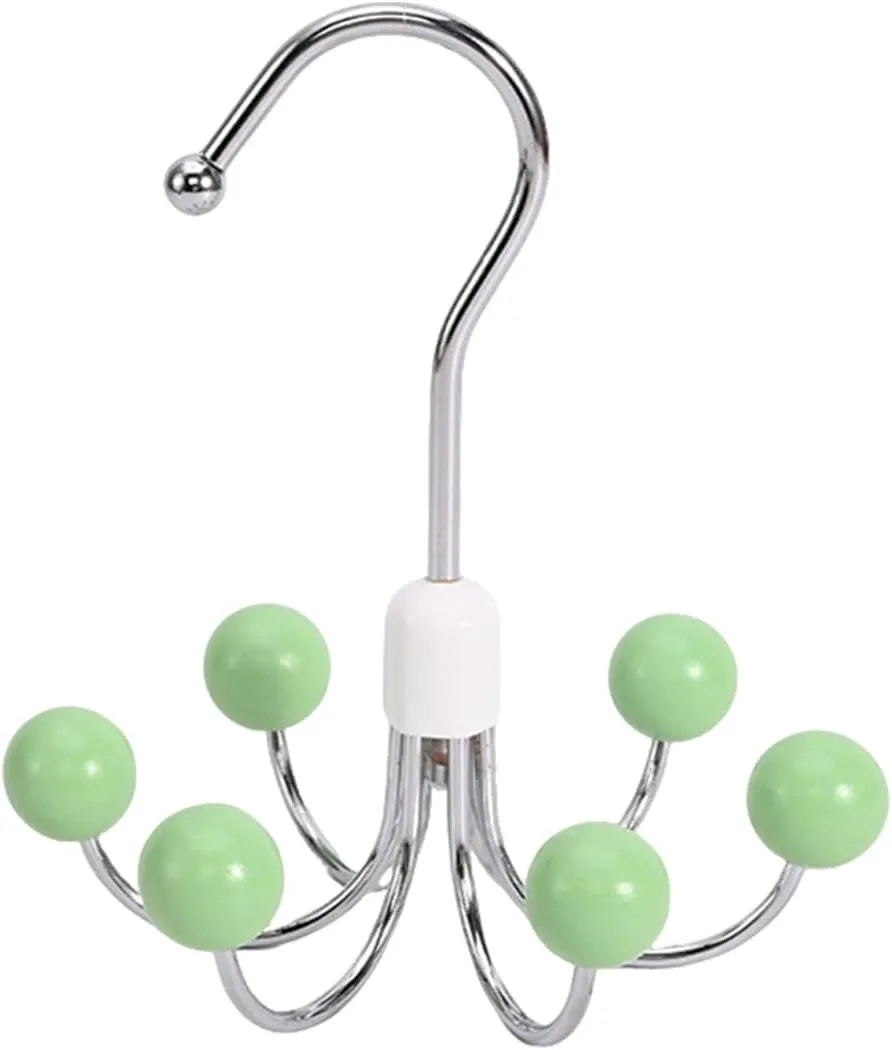 360° Swivel Hoodie Hanger with 6 Cedar Balls - Multipurpose Space Saving Closet Organizer for Handbags, Scarves, Hats, Belts, Ties, Purse, Bras & Accessories, Tank Top, Hat Holder Hook (2, Green)