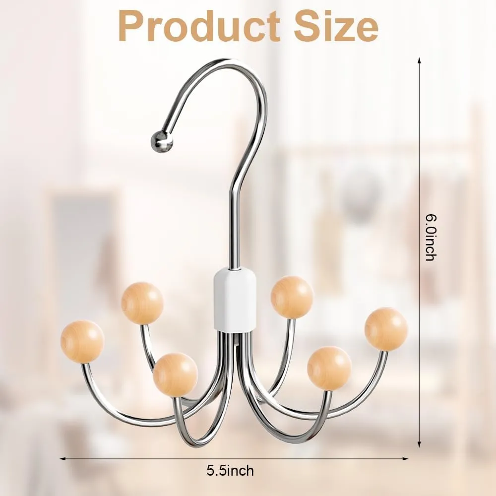 360° Swivel Hoodie Hanger with 6 Cedar Balls - Multipurpose Space Saving Closet Organizer for Handbags, Scarves, Hats, Belts, Ties, Purse, Bras & Accessories, Tank Top, Hat Holder Hook (2, Green)
