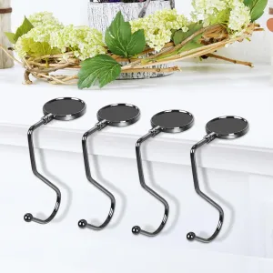 4 Pack Purse Hook for Table Bag Holder Purse Hanger Handbag Accessories, Purse Hook for Desk Small Portable Table Purse Holder Purse Hanger Closet for Women Handbag Storage (Black)