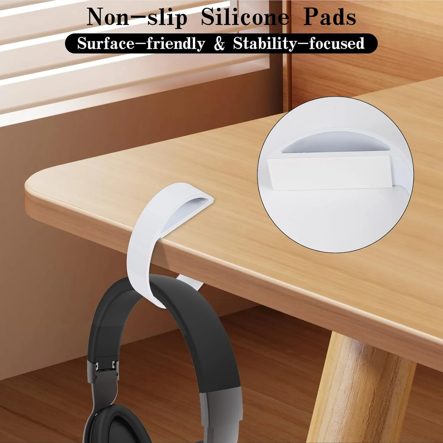 4 PCS Purse Hook for Table Heavy Duty, e-Shape Bag Hanger for Table, Classroom, Office, Travel, Multi-Use Portable Bag Hook for Desk, Headphone, Key, Backpack, Office Table Accessories (White)