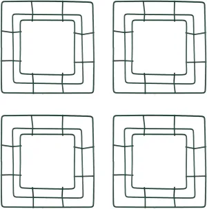 4pcs Metal Wire Wreath Wire Frame Form Hanger 8inch Square Wreath for Birthday Holiday Party Decorations, Green