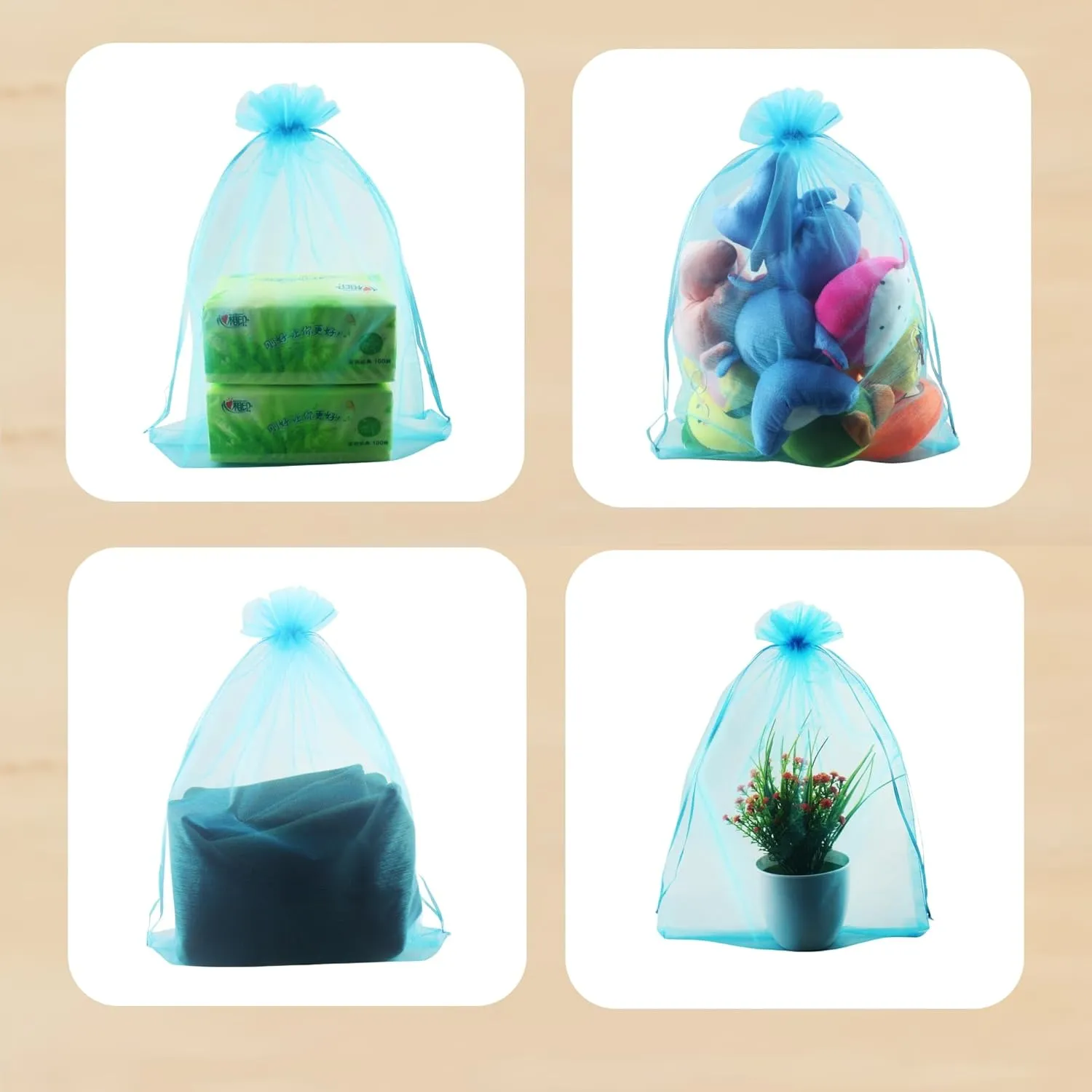 50 Pack 12 x 16 Inch Drawstring Jewelry Gift Organza Bags Plant Covers Plants Protection Bag D5B (A-TURQUOISE)