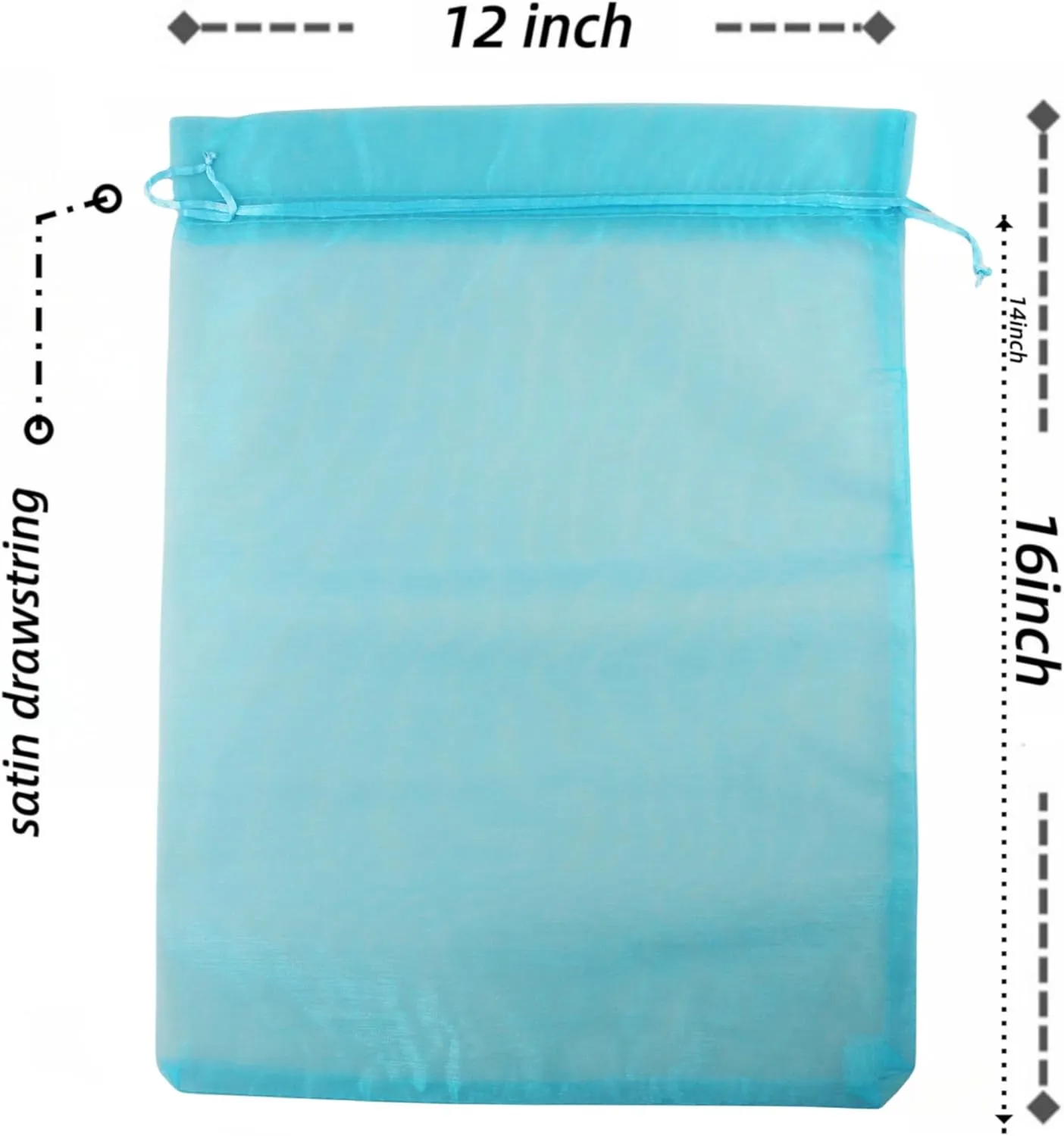 50 Pack 12 x 16 Inch Drawstring Jewelry Gift Organza Bags Plant Covers Plants Protection Bag D5B (A-TURQUOISE)