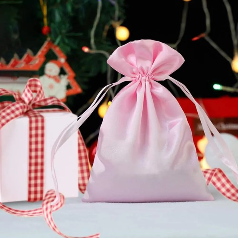 50 Pack 4X3 Inch Satin Gift Bags,Drawstring Jewelry Bag,Wedding gift bags for small jewelry, candy, coins and snacks (Pink)