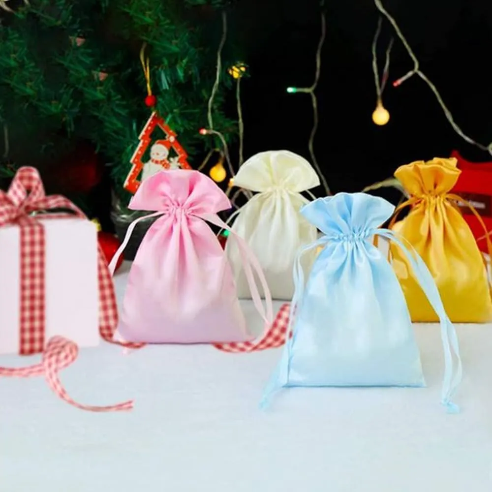 50 Pack 4X3 Inch Satin Gift Bags,Drawstring Jewelry Bag,Wedding gift bags for small jewelry, candy, coins and snacks (Pink)