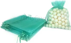 5" x 6-1/2" Tiffany Blue Drawstring Sheer Organza Bags (24 Pieces)