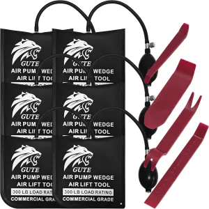6 Pack Commercial Grade Air Wedge Bag Bump, Professional Leveling Kit and Alignment Tool Air Lift Pump Wedge, 4 Plastic Bars Included
