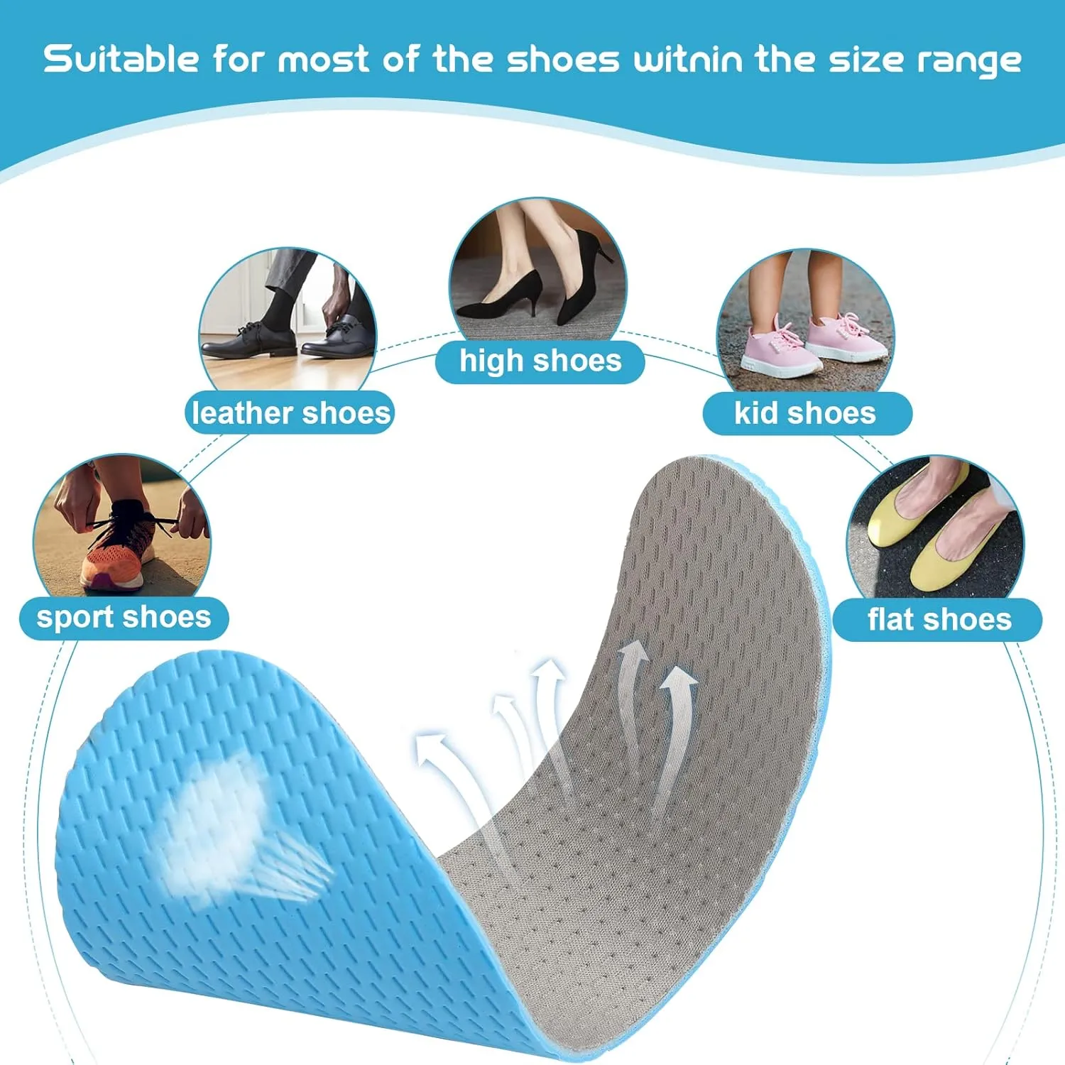 6 Pairs Thin Shoe Inserts, Barefoot Shoe Insoles Three-Layer Latex Foam Memory Foam Insoles,Cuttable and Washable,Replacement Inserts for Men 4-10 Women 5-11 (3Gray 3White)