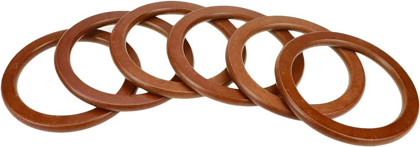 6 Pcs Wooden Round Shaped Handles Replacement for Handmade Bag Handbags Purse Handles- Light Brown