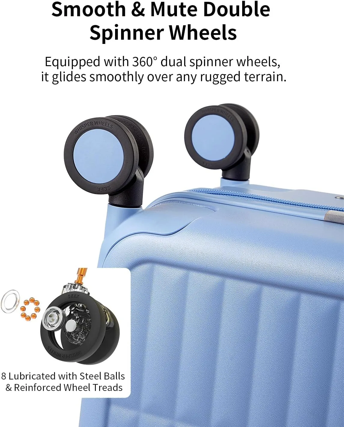 70/30 Split Opening Carry On Luggage Airline Approved, 20 Inch Lightweight Trunk Luggage with 360° Spinner Wheel, Travel Carry On Suitcase with Dry Wet Separation Bag for Women Men,Blueberry Blue