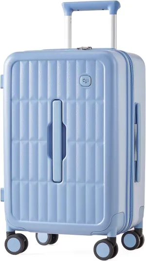 70/30 Split Opening Carry On Luggage Airline Approved, 20 Inch Lightweight Trunk Luggage with 360° Spinner Wheel, Travel Carry On Suitcase with Dry Wet Separation Bag for Women Men,Blueberry Blue