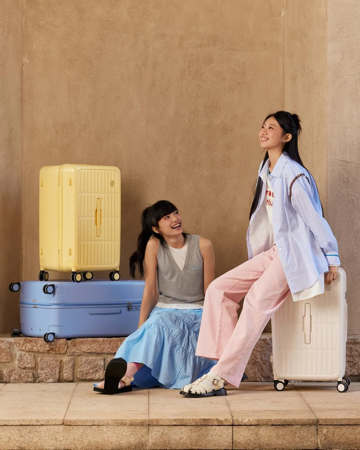 70/30 Split Opening Carry On Luggage Airline Approved, 20 Inch Lightweight Trunk Luggage with 360° Spinner Wheel, Travel Carry On Suitcase with Dry Wet Separation Bag for Women Men,Cheese Yellow