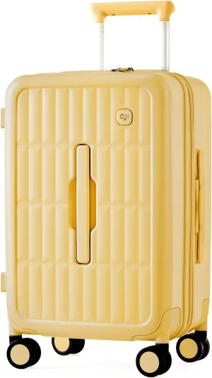 70/30 Split Opening Carry On Luggage Airline Approved, 20 Inch Lightweight Trunk Luggage with 360° Spinner Wheel, Travel Carry On Suitcase with Dry Wet Separation Bag for Women Men,Cheese Yellow