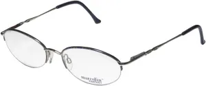 7222 Womens/Ladies Designer Half-rim Strass Flexible Hinges Half-rimless With Rhinestones Eyeglasses/Eyewear (53-19-135, Silver/Blue)