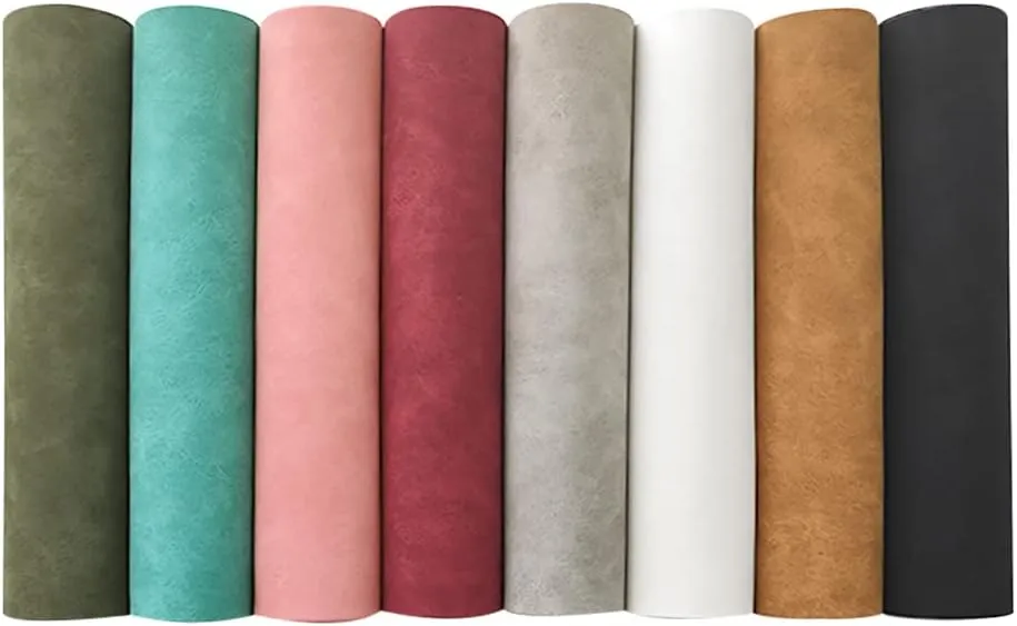 8 Pcs Colored Faux Suede PU Leather Fabric, Soft Smooth Synthetic Crafts Leather Fabric for Handicraft DIY Projects (21cmx30cm)
