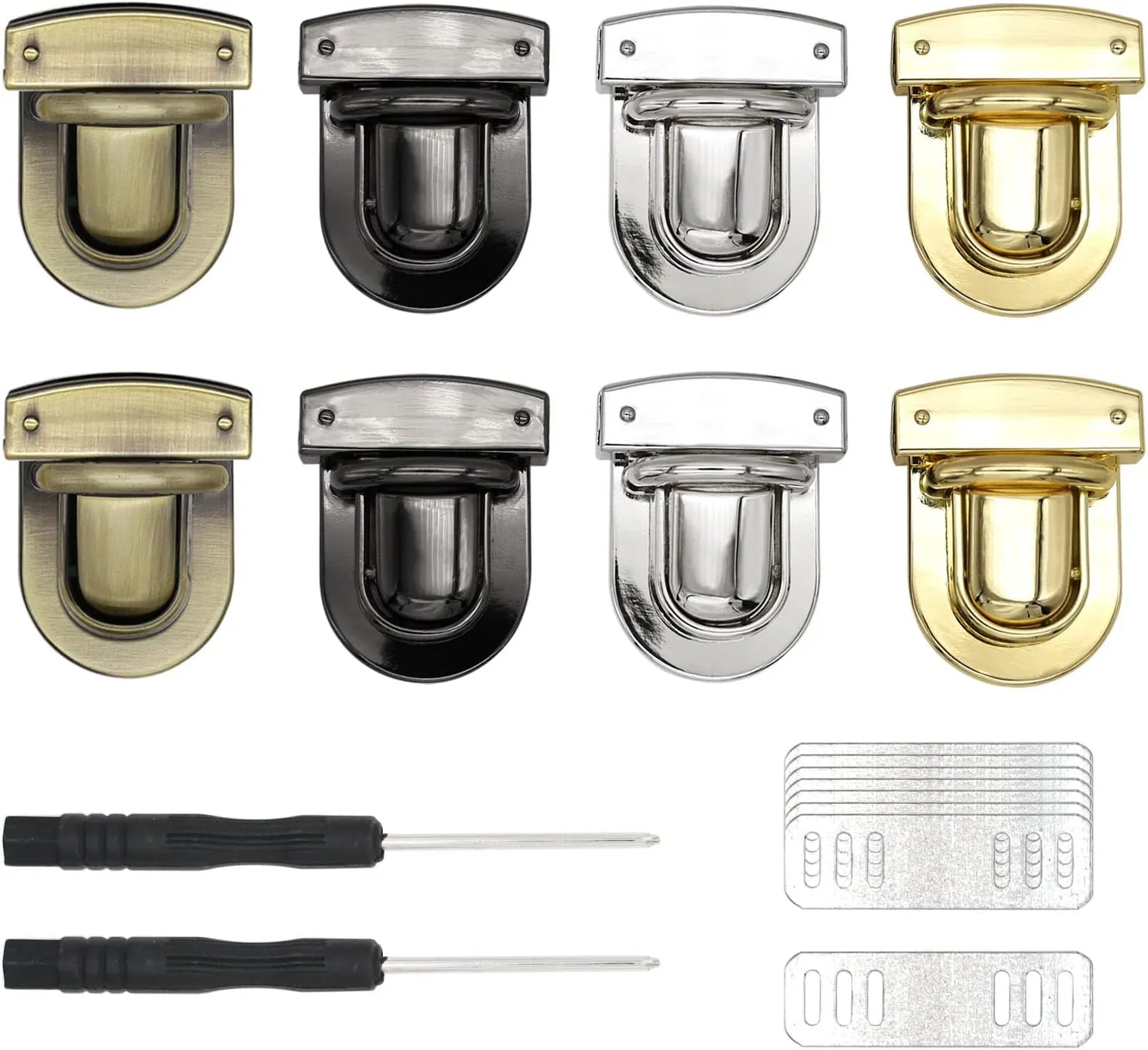 8 Sets Tuck Lock Clasp Catch Purse Buckle Fasteners Wallet Buckle Purse Metal Clasp Locks for DIY Craft Bag Leather Handbags Making (4 Colors)