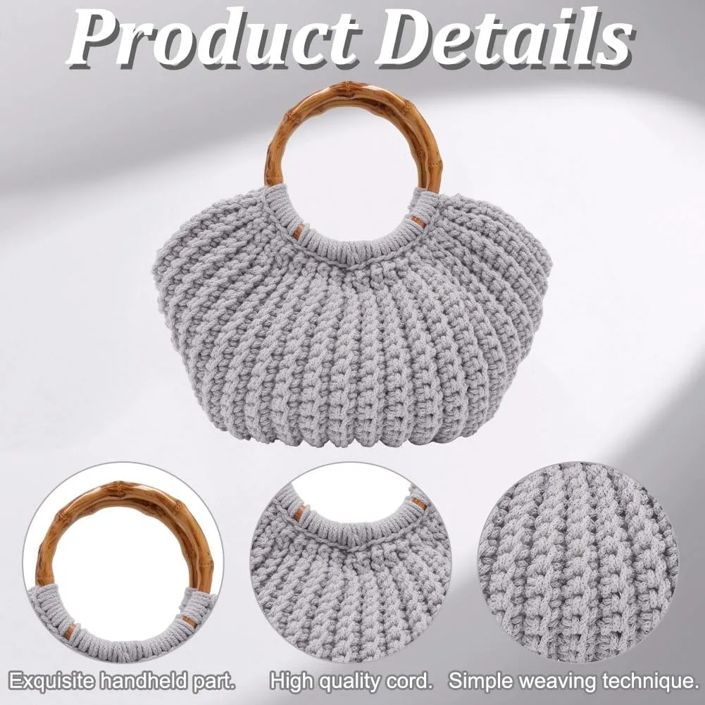 ACRNIGHEET Crochet Bag Kit for Adults Grey Handbag Crochet Kit for Beginners Tote Bag Starters Set DIY Craft Making Kit with Step-by-Step Instructions and Video Guidance