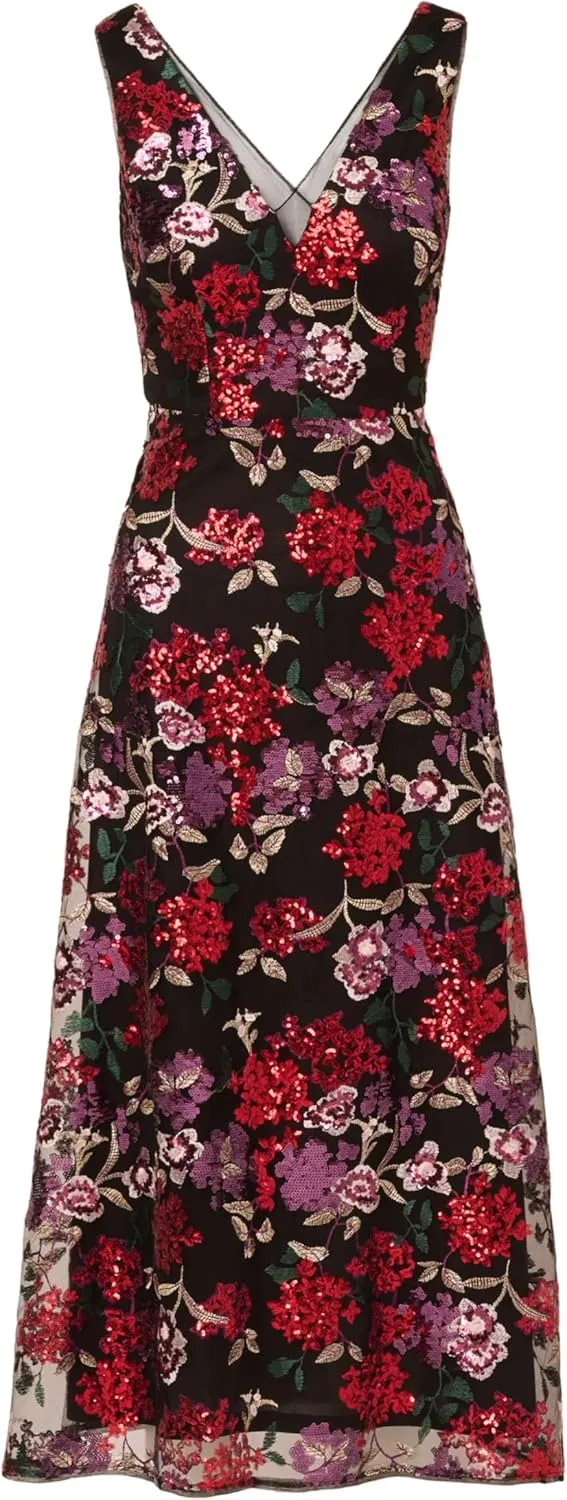 Adrianna Papell Women's Floral Sequin Ankle Dress