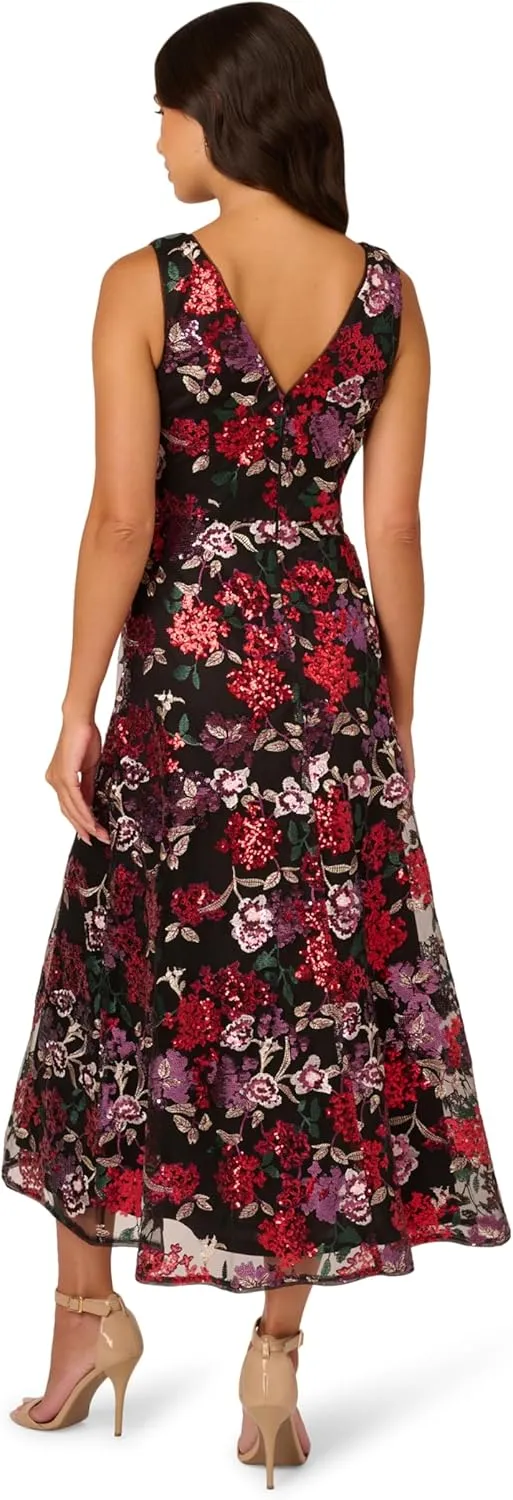 Adrianna Papell Women's Floral Sequin Ankle Dress