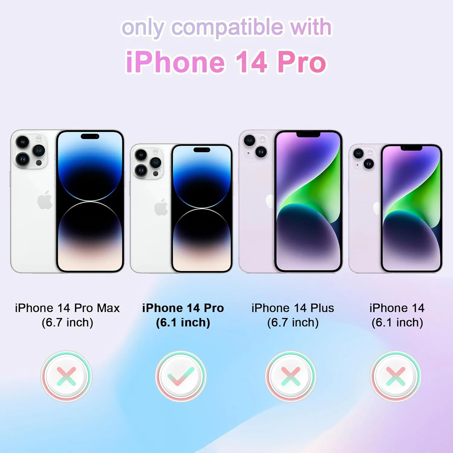 Aesthetic Case for iPhone 14 Pro Case for Women Girls, Compatible with Magsafe, Cute Girly Trendy Glitter Sparkly Rainbow Magnetic Protective Phone Cover, Matte Iridescent Blue & Pink