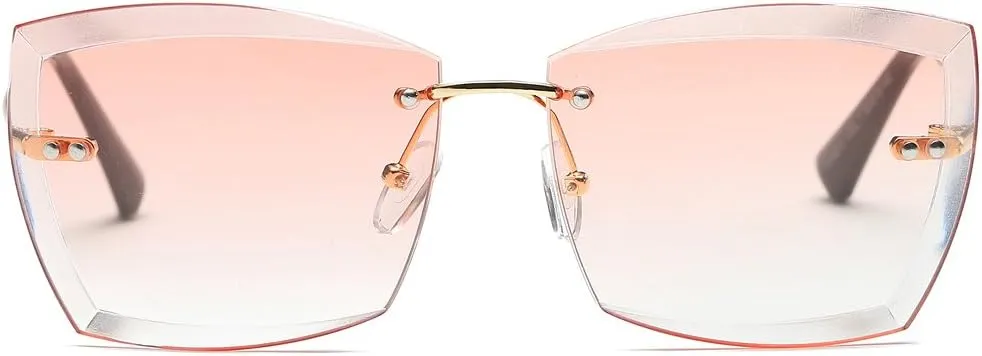 AEVOGUE Sunglasses For Women Oversized Rimless Diamond Cutting Square Glasses AE0528