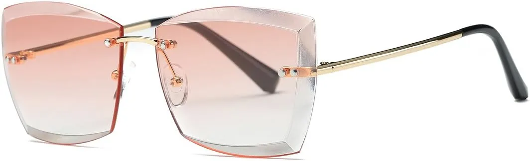 AEVOGUE Sunglasses For Women Oversized Rimless Diamond Cutting Square Glasses AE0528