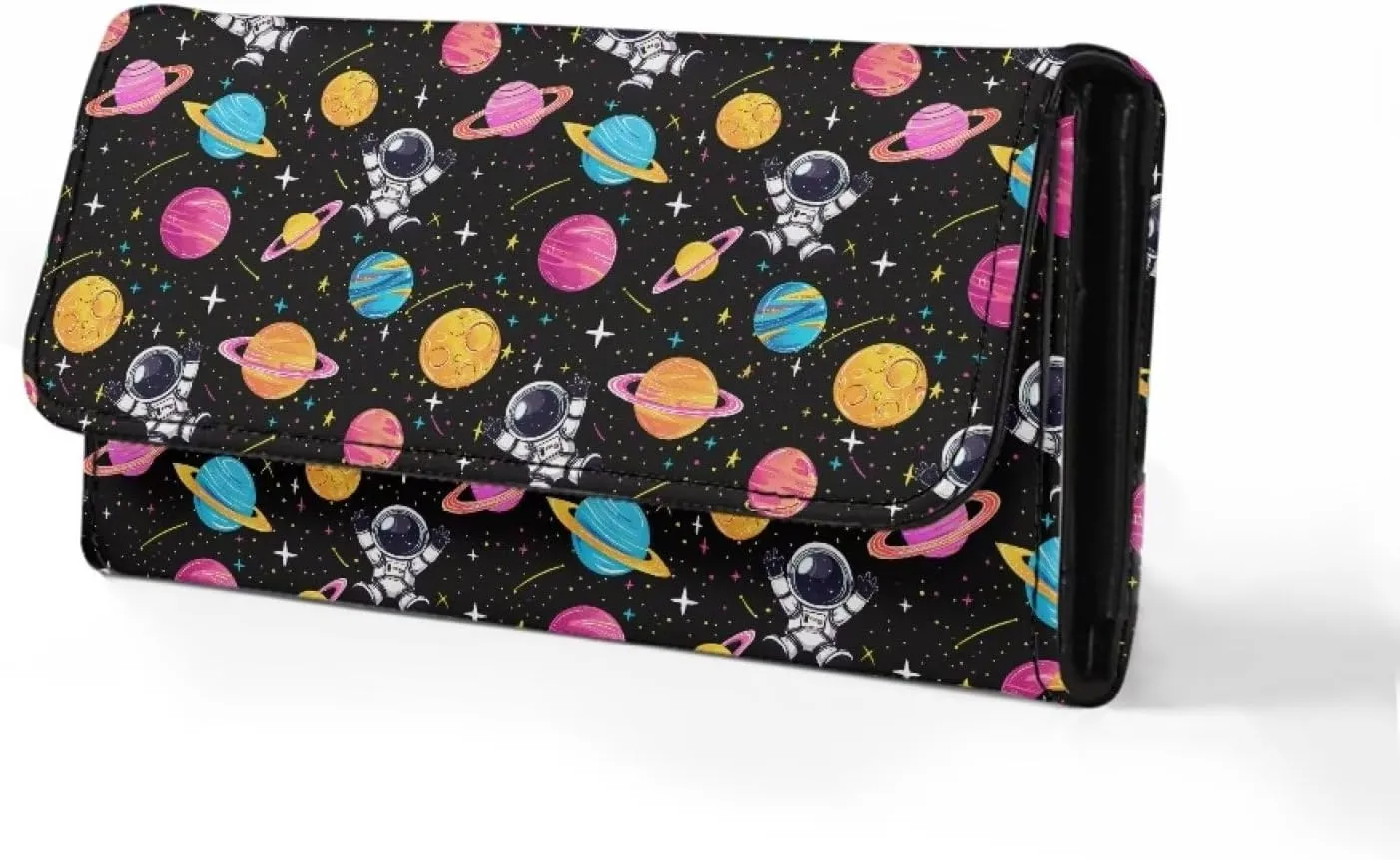 AFPANQZ Astronaut Womens Wallets, Leather Trifold Multi Card Holder Slots Wallet, Elegant Clutch Zipper Travel Purse Big Capacity Phone Holder Coin Zip Pocket Multi Cards,