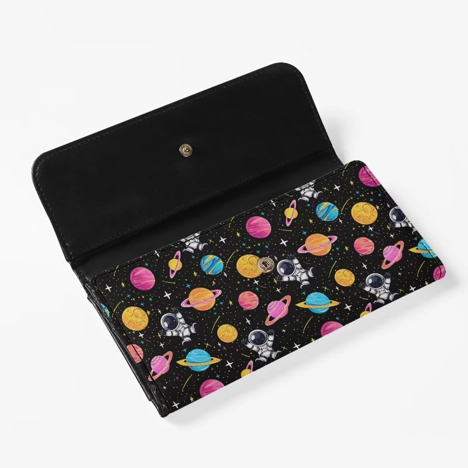 AFPANQZ Astronaut Womens Wallets, Leather Trifold Multi Card Holder Slots Wallet, Elegant Clutch Zipper Travel Purse Big Capacity Phone Holder Coin Zip Pocket Multi Cards,