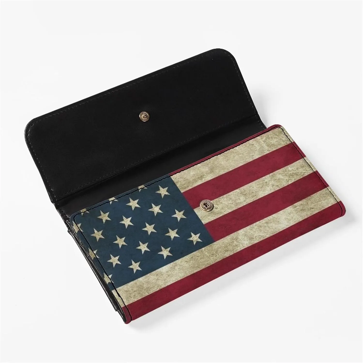 AFPANQZ Women's Wallets Large Capacity with RFID Protection Waterproof Leather Long Clutch Wallet Phone Holder Zip Multi-Cards Slots PU Leather Wallet American Flag Clutch Wallet