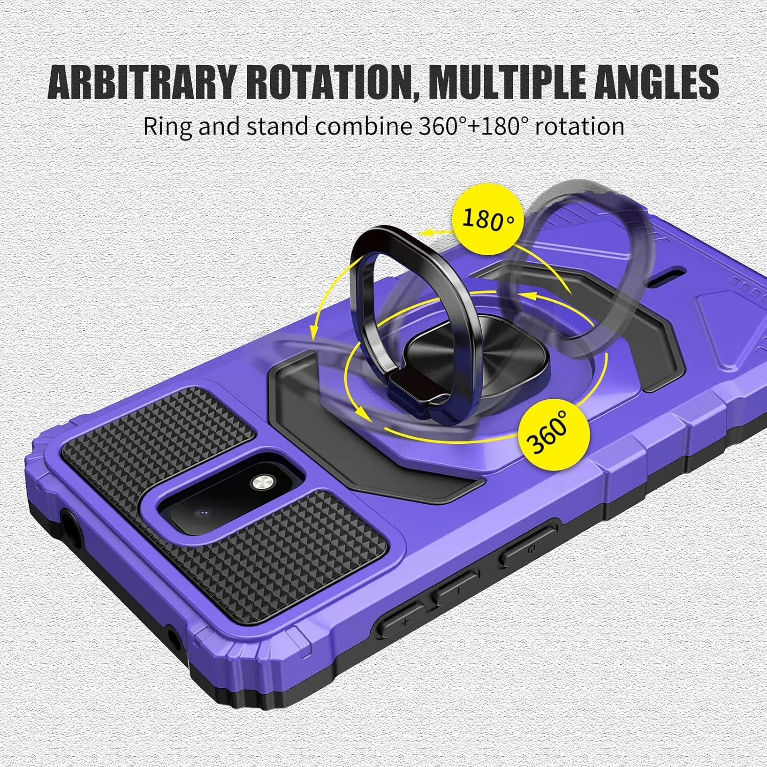 Ailiber Case for ATT Motivate 3, Cricket Icon 3/AT&T Motivate 2 Case with Screen Protector, Ring Kickstand for Magnetic Car Mount, Shockproof Protective Phone Case for Cricket Splendor-Purple