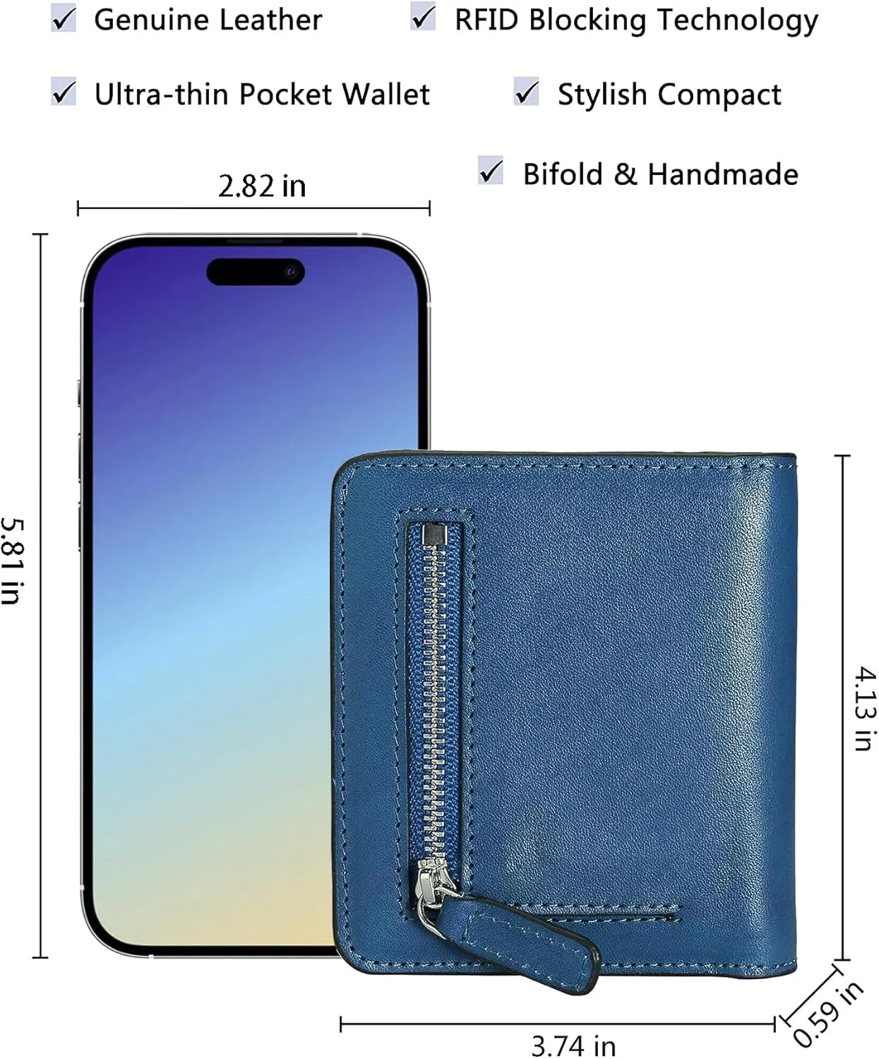 AINIMOER Small Leather Wallet for Women, Ladies Credit Card Holder RFID Blocking Women's Mini Bifold Pocket Purse
