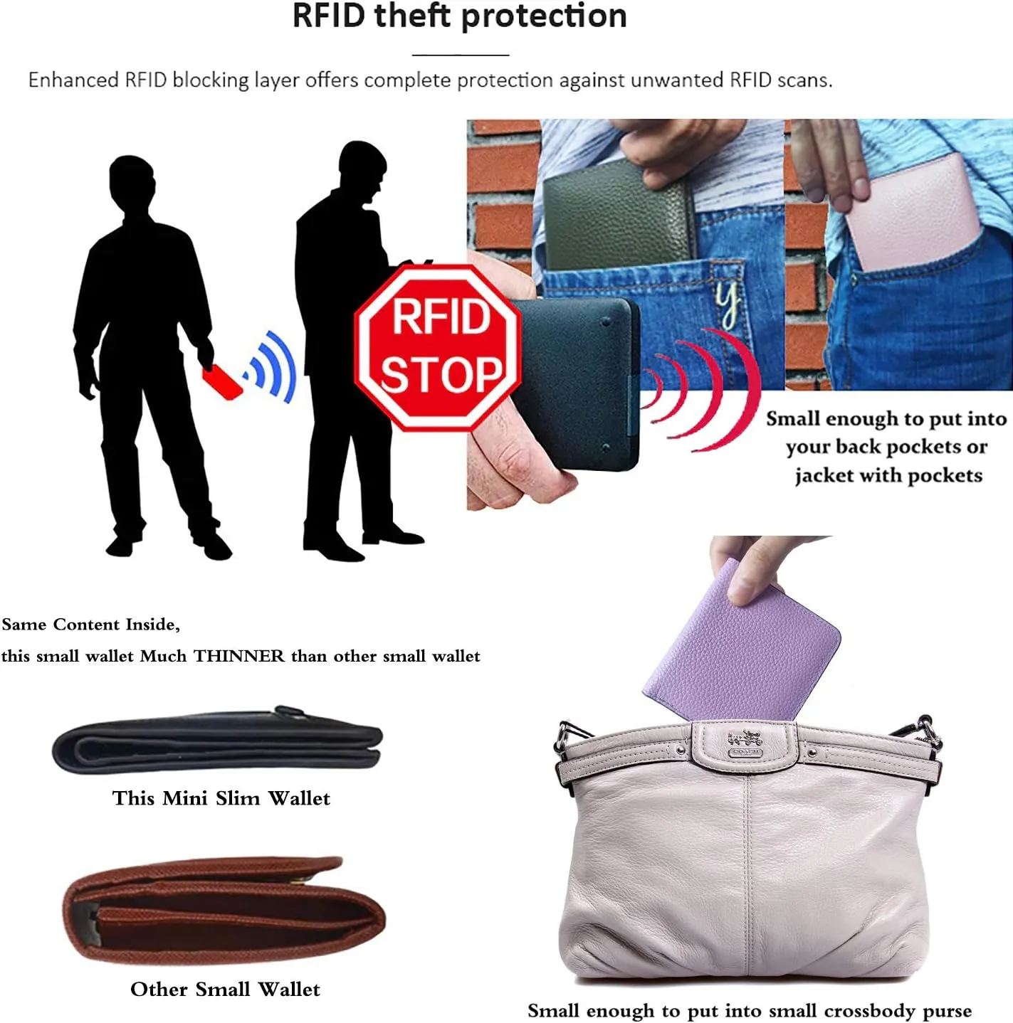 AINIMOER Small Leather Wallet for Women, Ladies Credit Card Holder RFID Blocking Women's Mini Bifold Pocket Purse