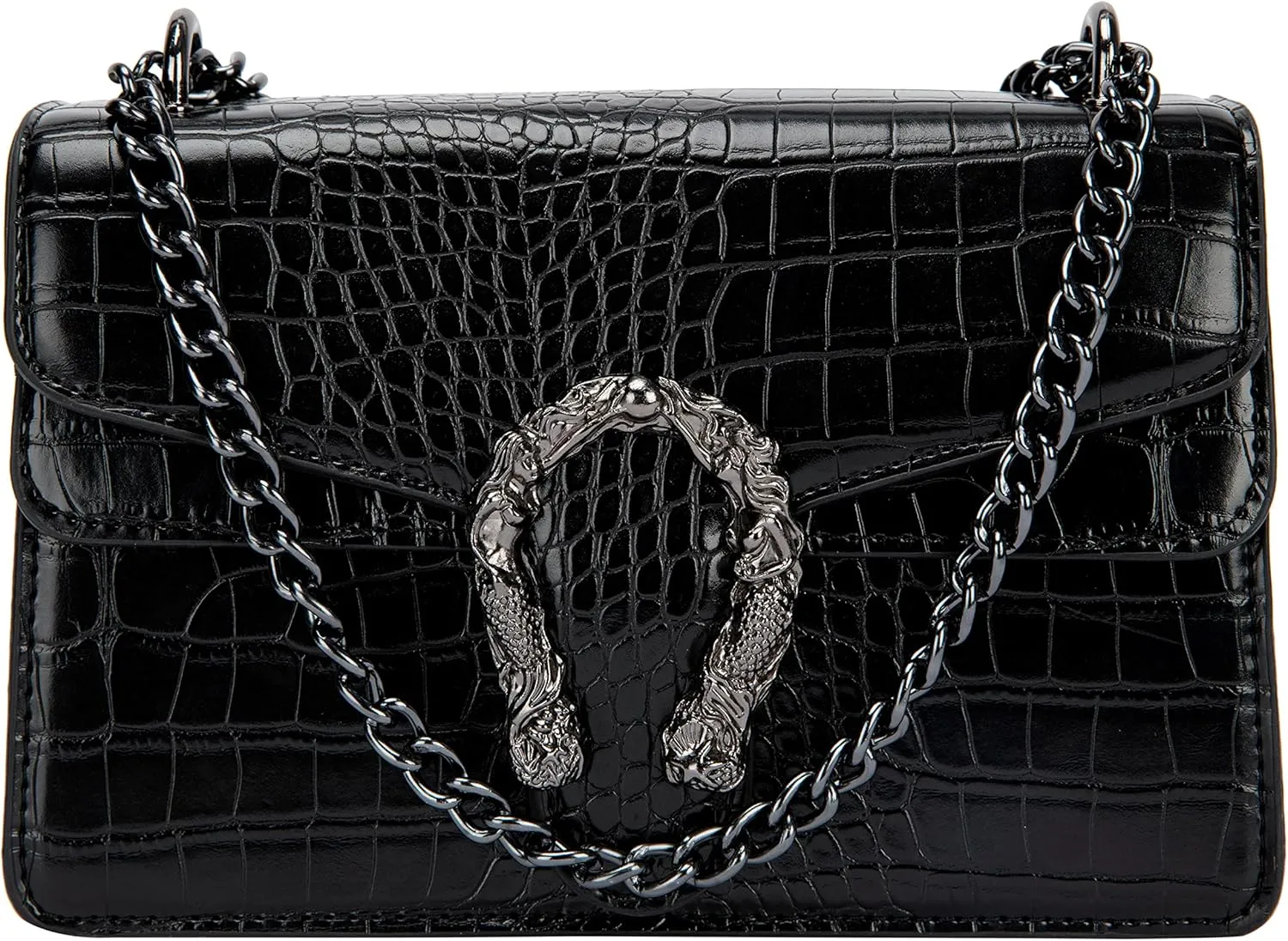 Aiqudou Crossbody Bag and Satchel Purse for Women - Fashion Snake Print Chain Purse Luxury PU Leather HandBag