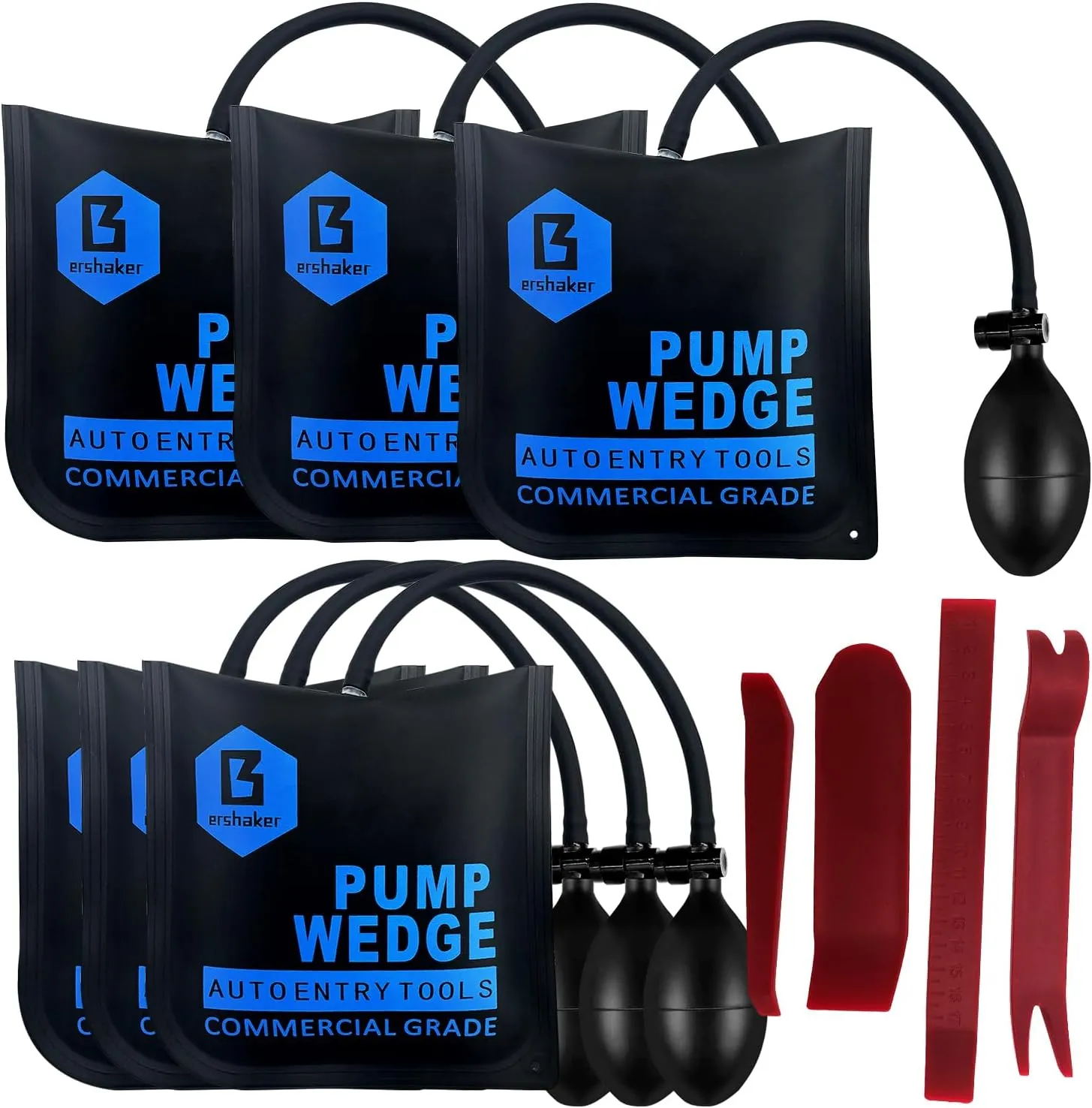 Air Wedge Bag Pump, Strong Commercial Grade Air Wedge Bag Pump Professional Leveling Kit & Alignment Tool Bag in the Popular Medium Size (6 Pack)