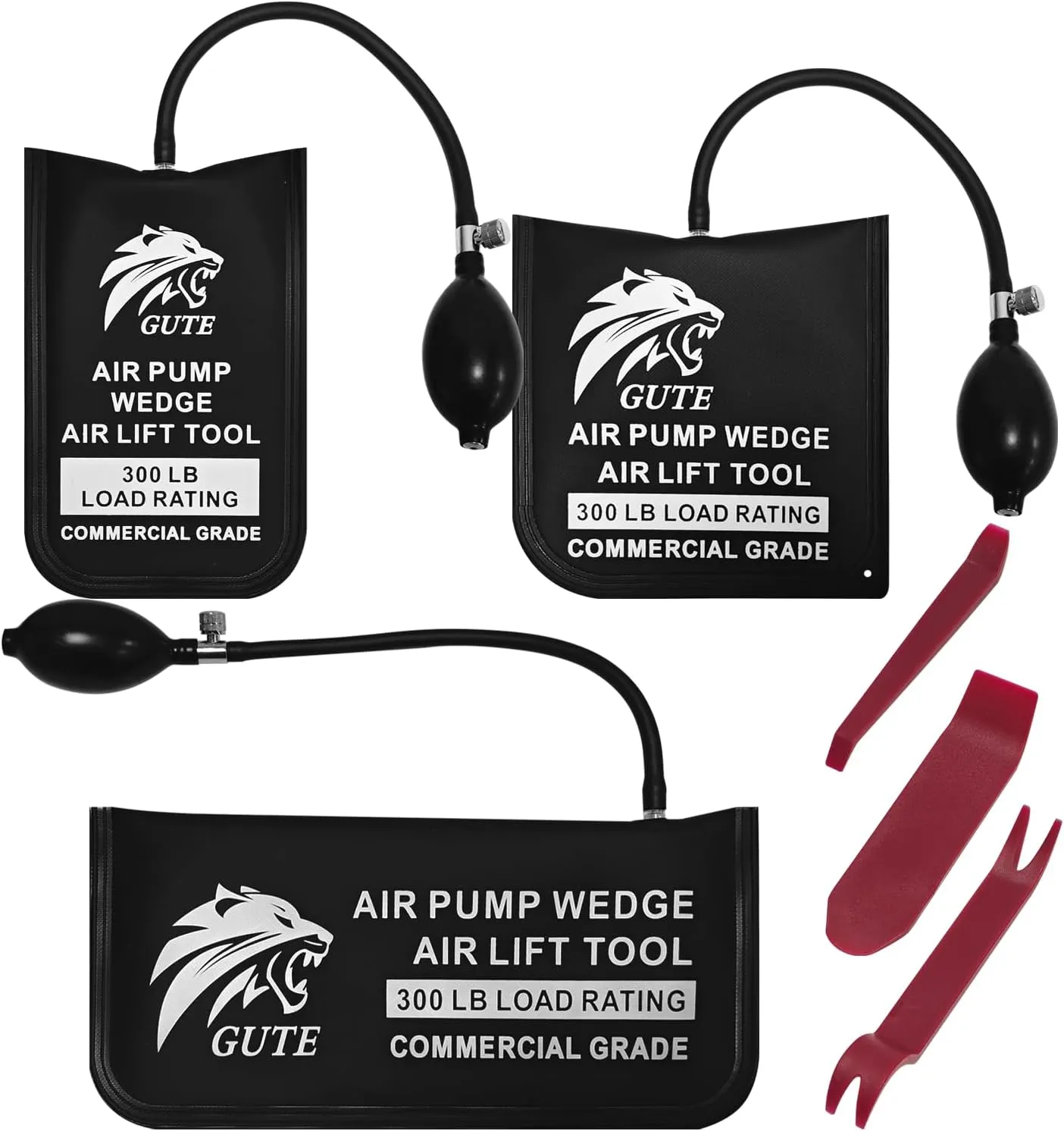 Air Wedge Bag,3 pcs Commercial Grade Air Wedge Bag Pump Kit – Professional Leveling & Alignment Tool with Small, Medium, Large Sizes-Inflatable Lift Bags for Construction, Woodworking&Installation