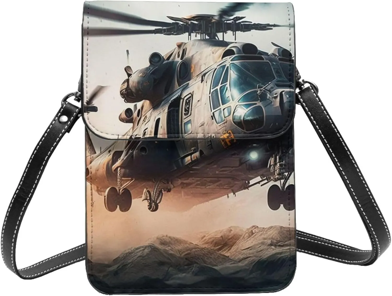 Aircraft Helicopters Aviation flight cool Leather Small Crossbody Bags for Women Cell Phone Bag Wallet Purses with Adjustable Strap