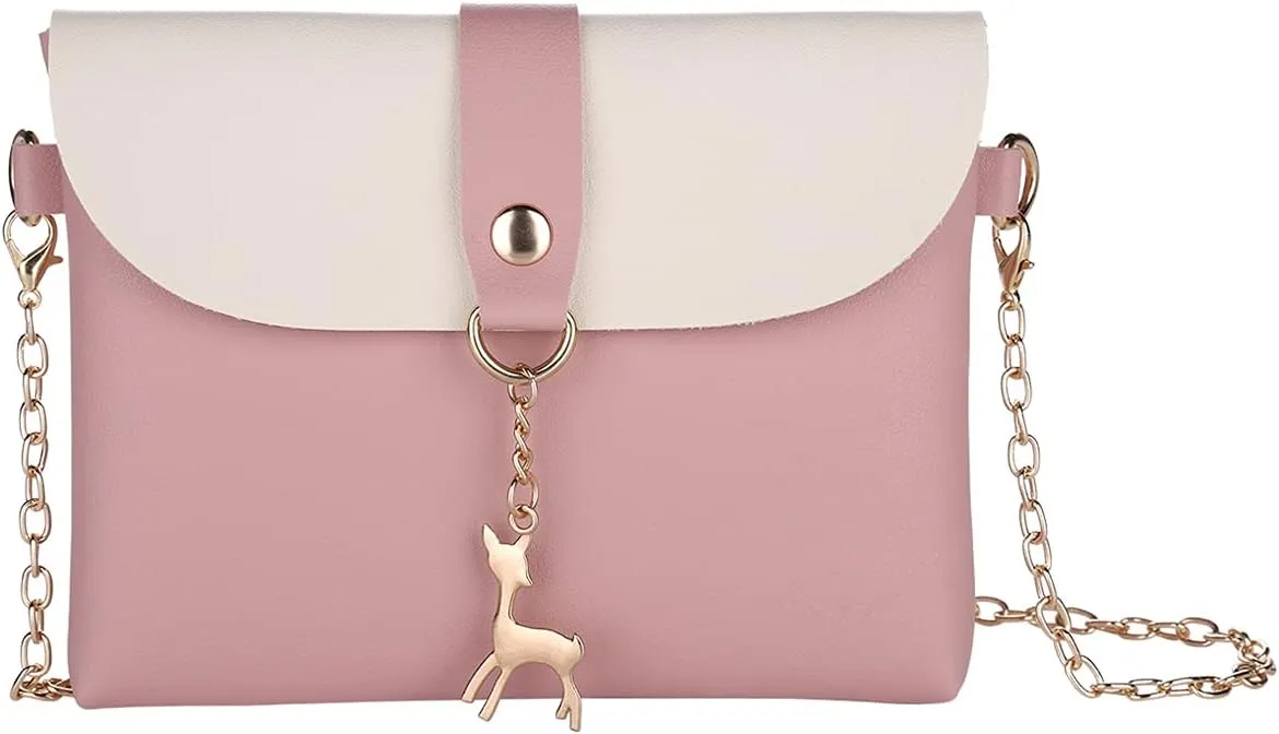 AISPARKY Small Crossbody Purse,PU Leather Small Purse for Womens and Girls With Pendant With Strap/Gold Chain Strap
