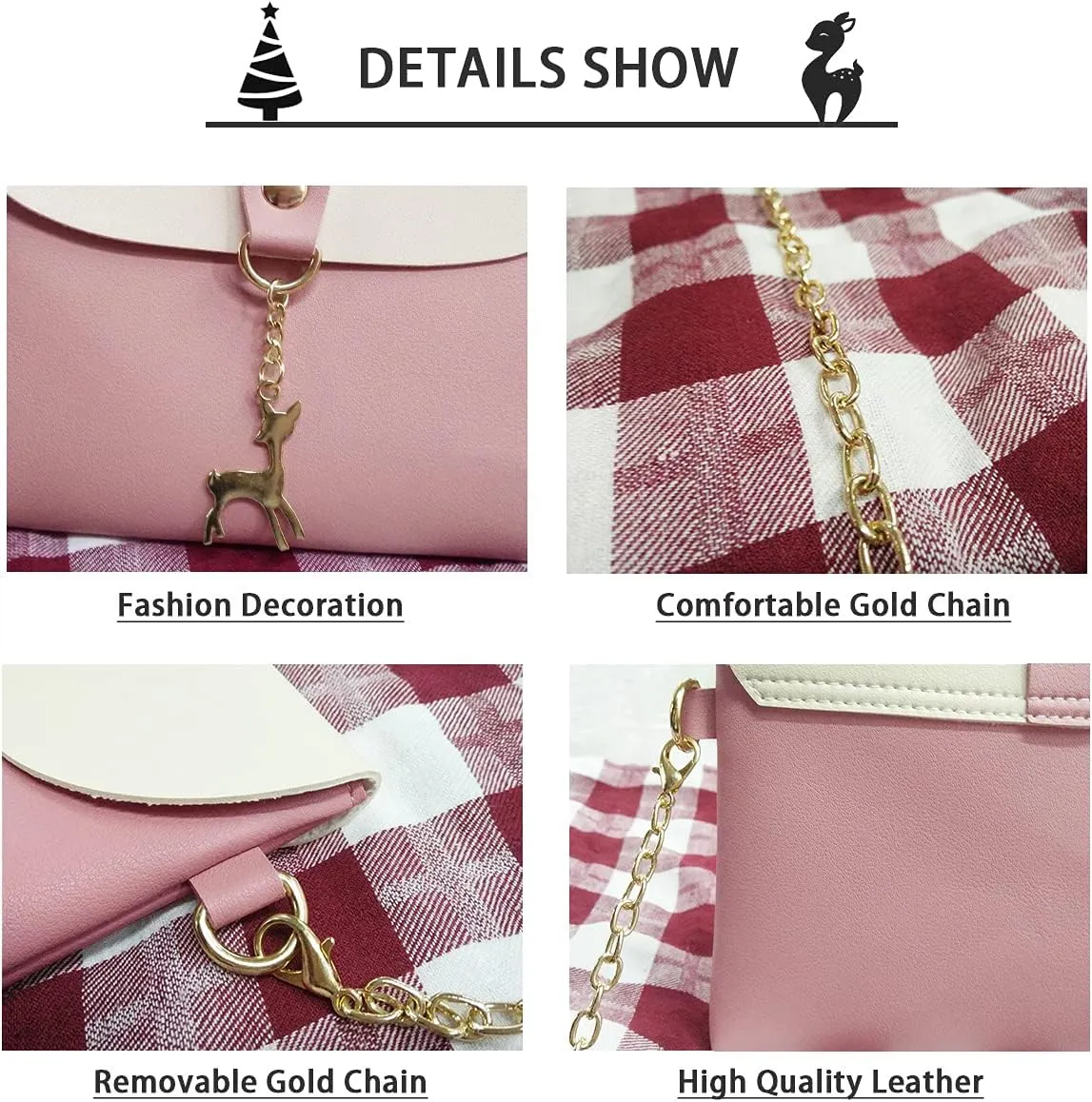 AISPARKY Small Crossbody Purse,PU Leather Small Purse for Womens and Girls With Pendant With Strap/Gold Chain Strap