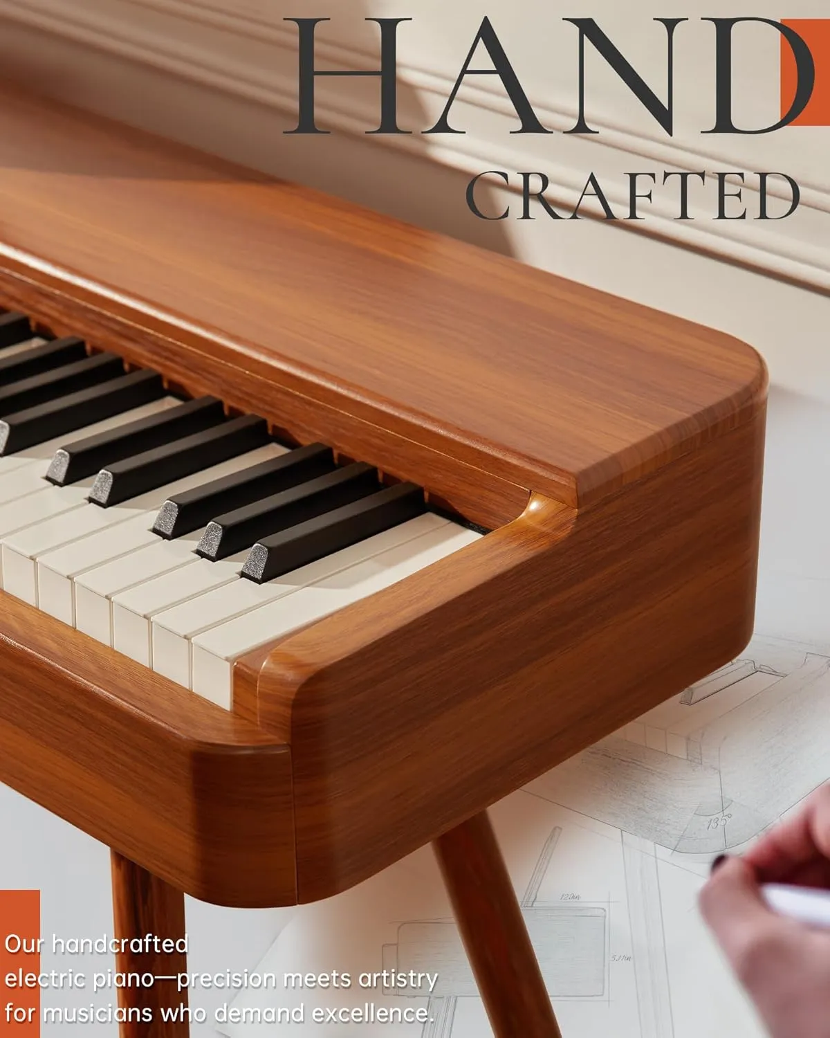 AKLOT Touchscreen Weighted Keyboard Piano: 88-Key Graded Hammer Action Digital Piano, Handcrafted Round-Edged Design, Triple Pedal, Stand, USB-MIDI, Headphone, Beginner Lesson Book (AUR-LS01 Natural)