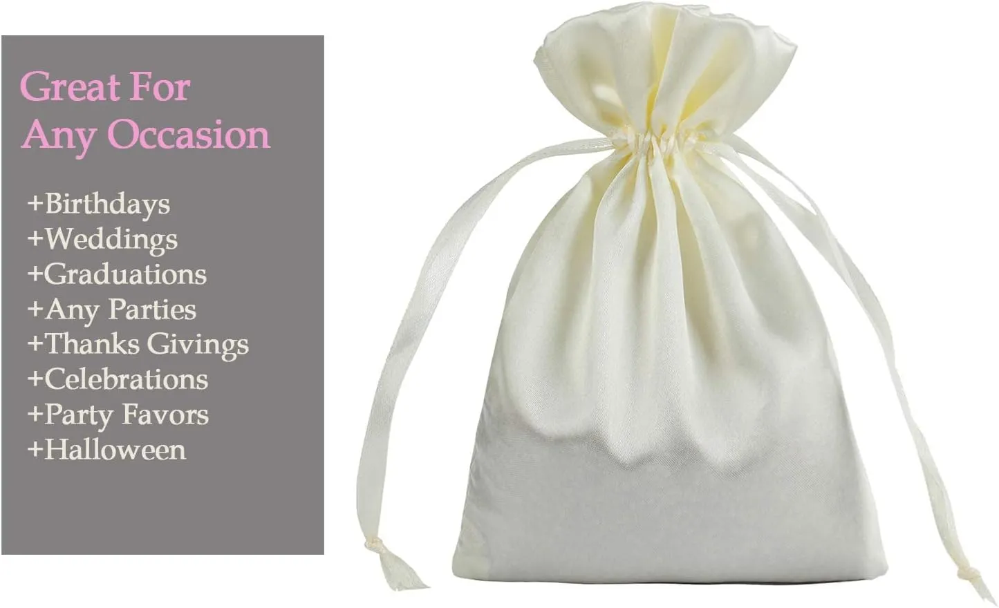 AKLVBL 30 Pack Beige Satin Gift Bags - 6 x 9.5 Inches Jewelry Drawstring Pouches for Weddings, Baby Showers - Silk Favor Bags