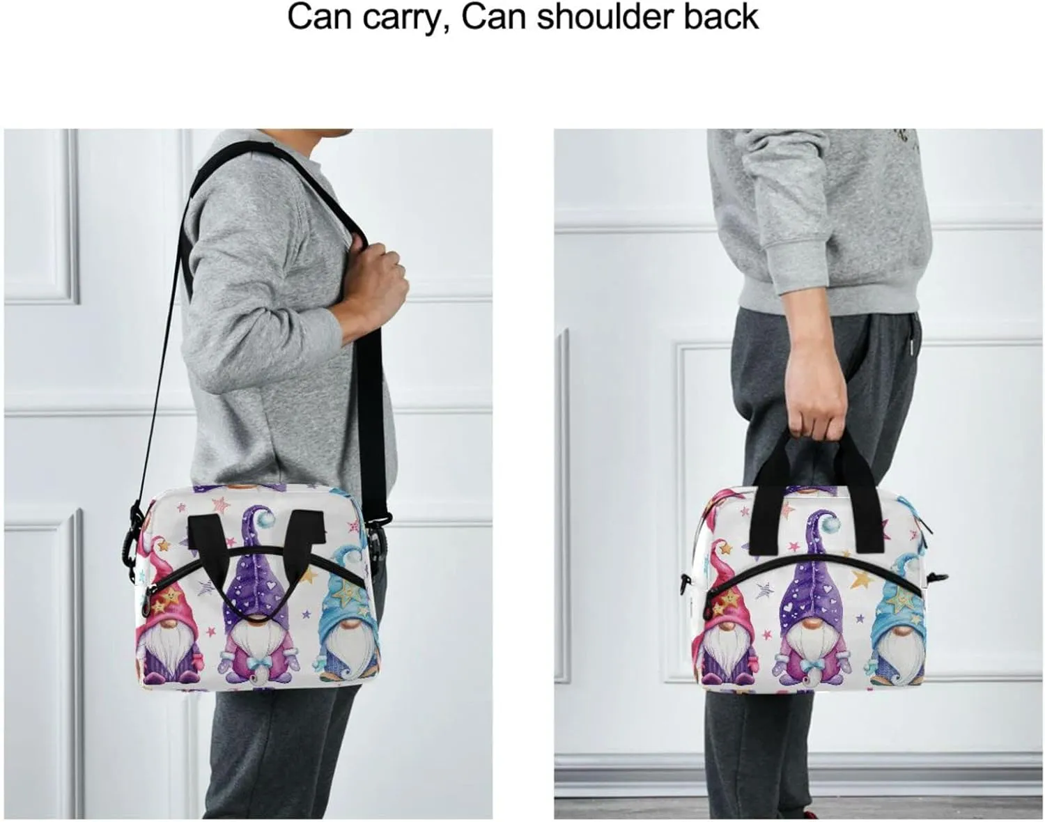 ALAZA Magic Gnomes Lunch Bags for Women Leakproof Crossbody Lunch Bag Lunch Cooler Bag with Shoulder Strap