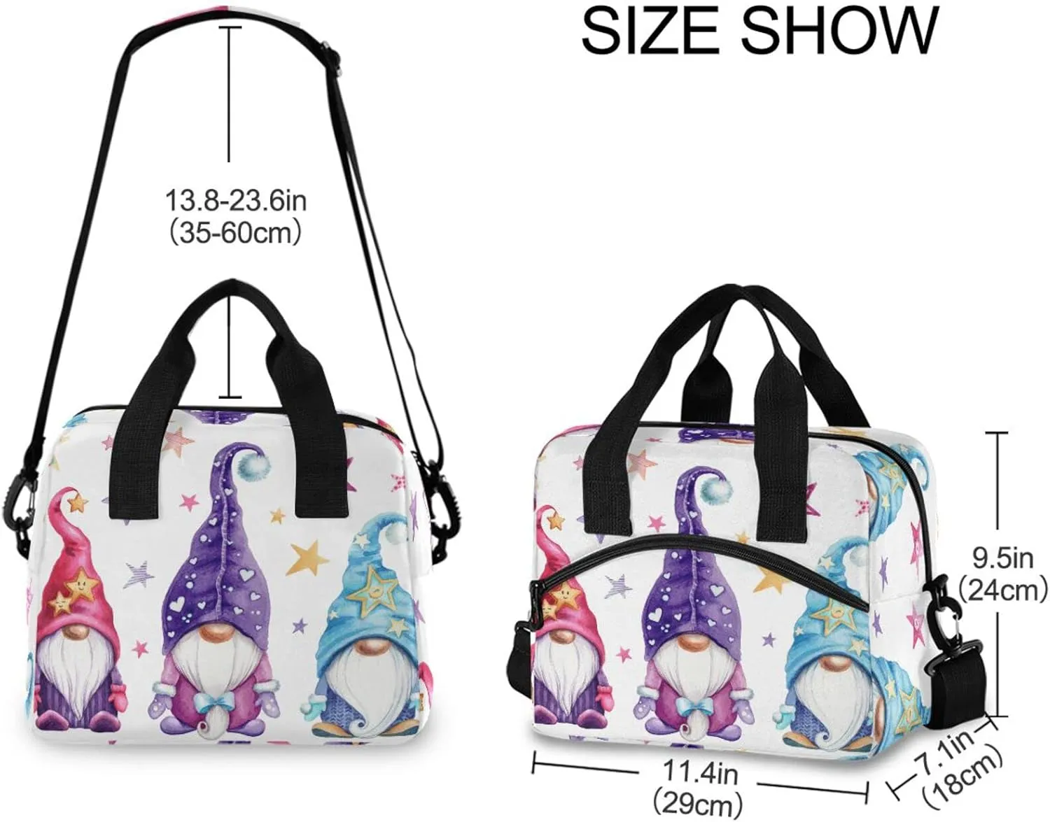 ALAZA Magic Gnomes Lunch Bags for Women Leakproof Crossbody Lunch Bag Lunch Cooler Bag with Shoulder Strap