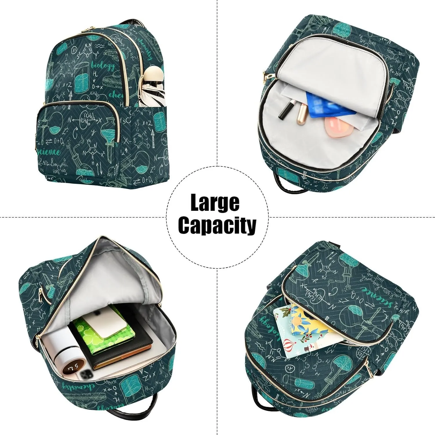 ALAZA Old Chemistry Laboratory with Microscope Tubes and Formulas Women Backpack Purse Shoulder Bag