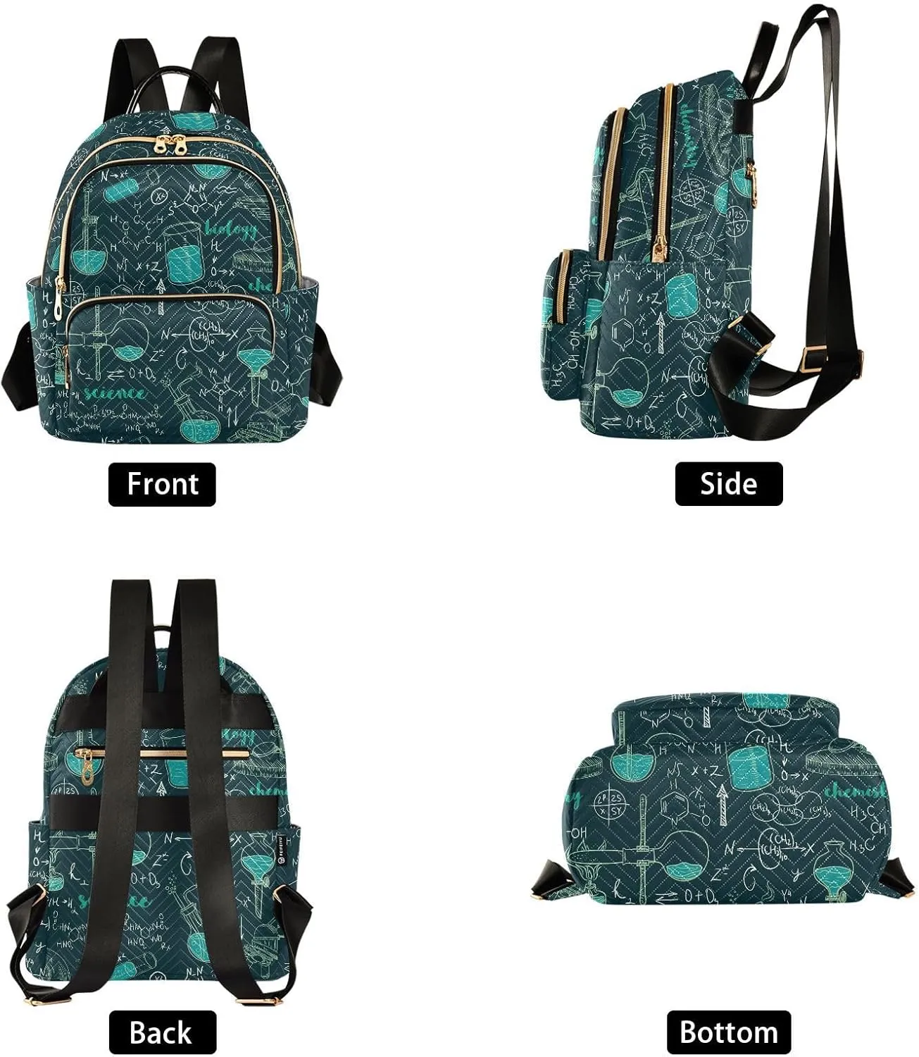 ALAZA Old Chemistry Laboratory with Microscope Tubes and Formulas Women Backpack Purse Shoulder Bag