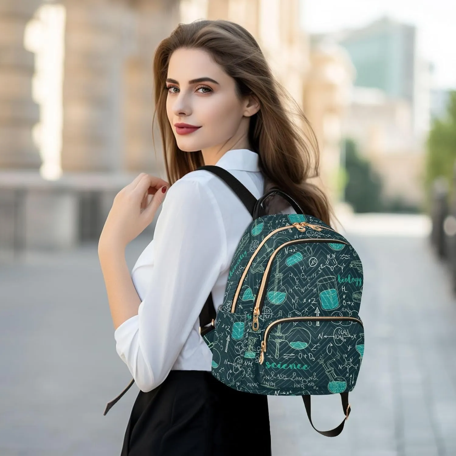 ALAZA Old Chemistry Laboratory with Microscope Tubes and Formulas Women Backpack Purse Shoulder Bag