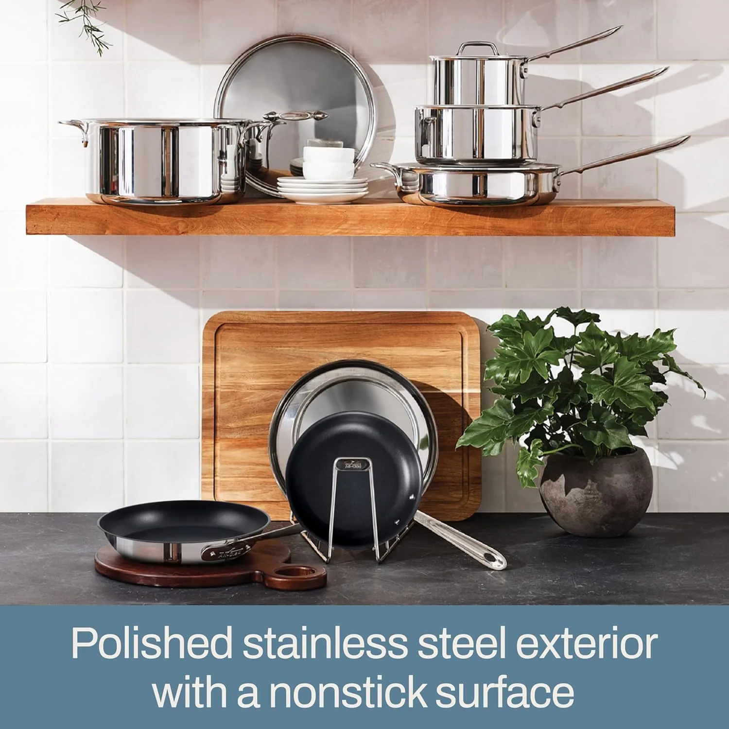 All-Clad D3 9 Inch Stainless Steel Pro Non Stick Frying pan, 3-Ply Stainless Steel Pan, Induction, Oven Broiler Safe 500F, Pancake Egg Pan, Skillet, Professional Cookware, Silver